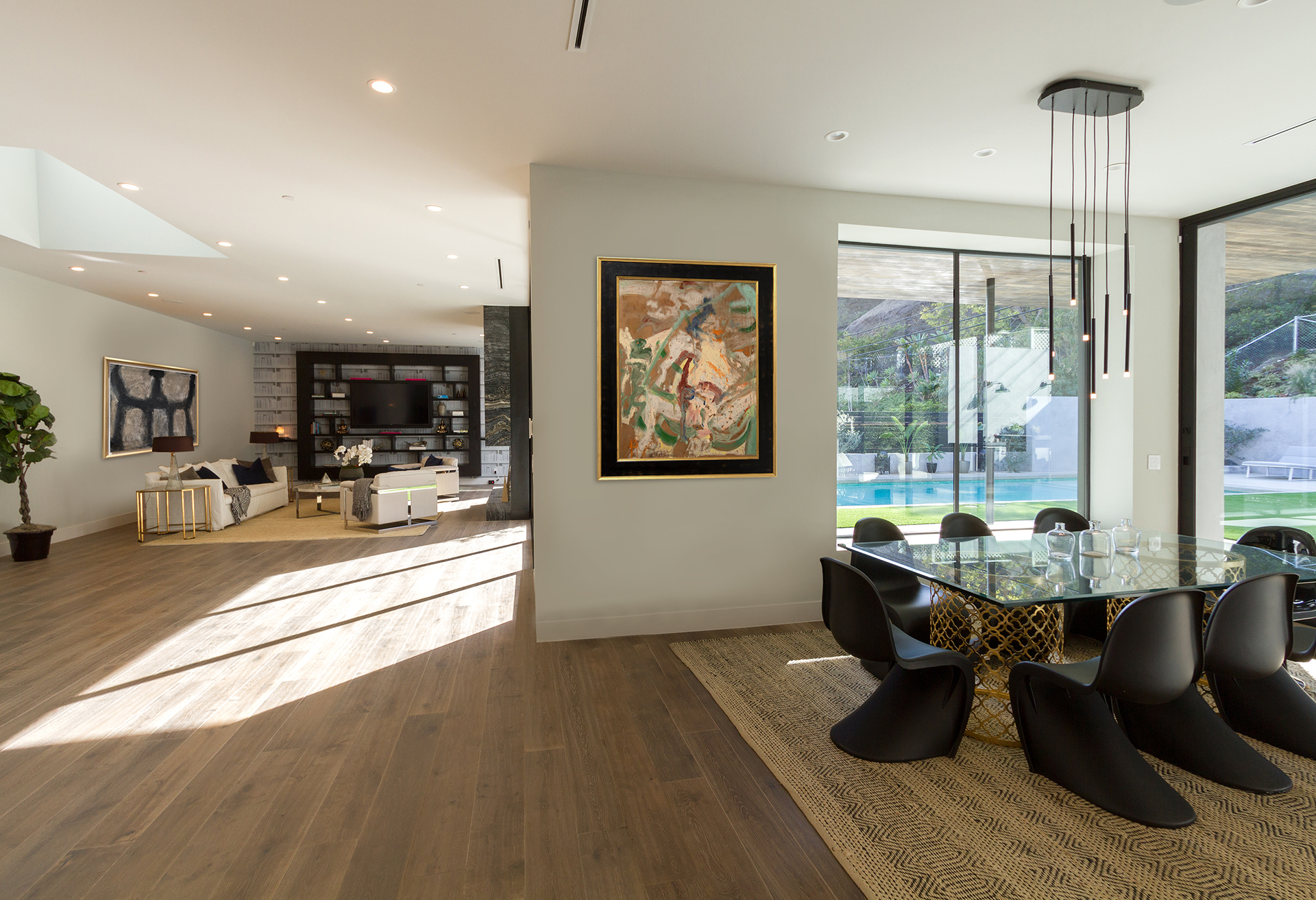 Dining space with contemporary art