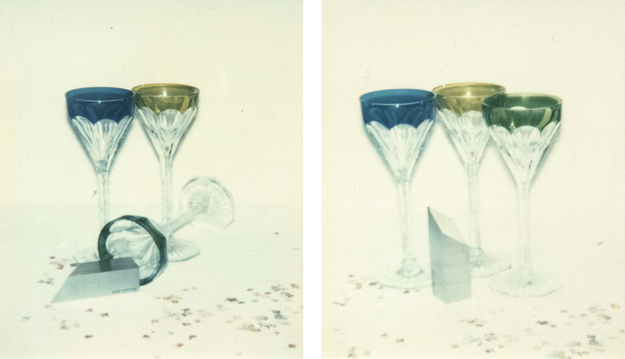 ANDY WARHOL - Committee 2000 Champagne Glasses ANDY WARHOL - Committee 2000 Champagne Glasses - Polaroid on board - 4 1/4 x 3 3/8 in. ea.