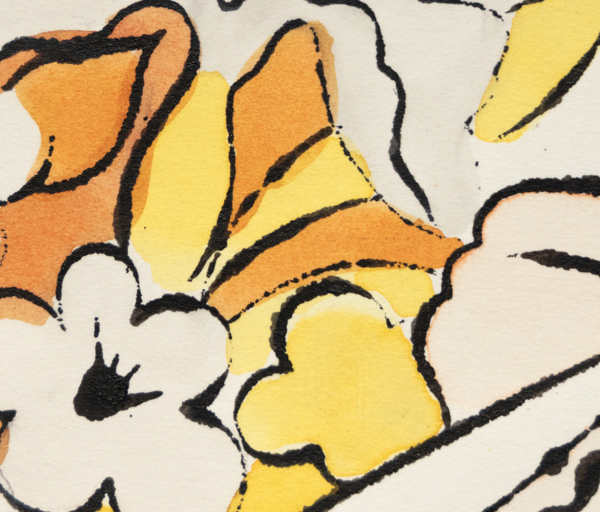 Souvent négligés, les dessins à l&#039;encre et au colorant de Warhol révèlent son talent pour réduire les motifs et les éléments à leur nature essentielle, grâce à une économie de trait et à une merveilleuse espièglerie qui caractérise chacun d&#039;entre eux. Ils nous rappellent souvent que l&#039;art peut être un vecteur efficace d&#039;humour et de fantaisie s&#039;il est simple et fluide. Untitled, Flowers est une préfiguration de sa célèbre mise en page pour Vogue en 1960, combinant des dessins de fleurs dans des couleurs fluorescentes. Elle anticipe la tendance précoce de Warhol à séparer la ligne de la couleur, un procédé qui donnera plus tard à ses images sérigraphiées leur immédiateté abstraite.