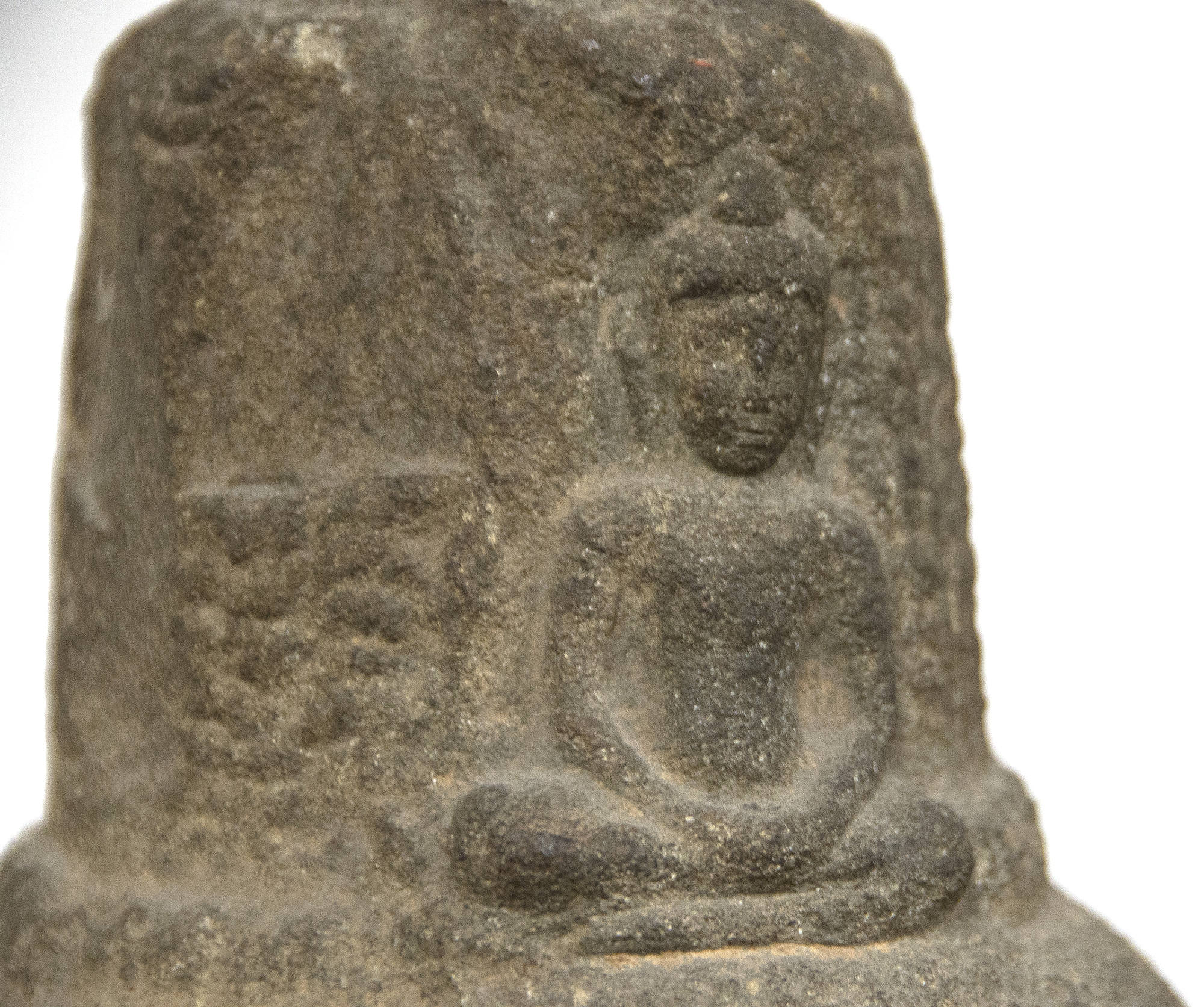 KHMER - Head of Avalokiteshvara - gray sandstone - 13 x 7 x 7 in.