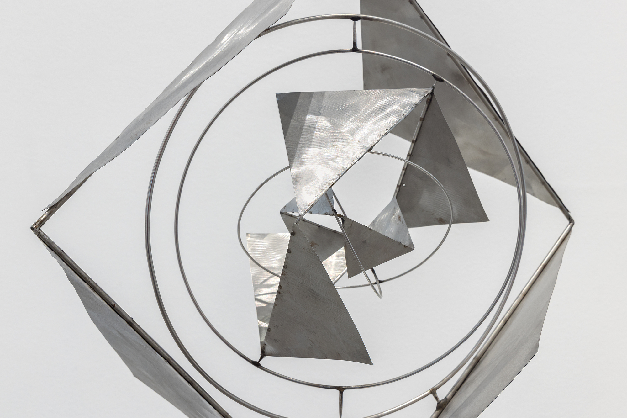 GEORGE RICKEY - Space Churn with Squares - kinetic sculpture in stainless steel - 35 1/2 x 20 x 13 in.