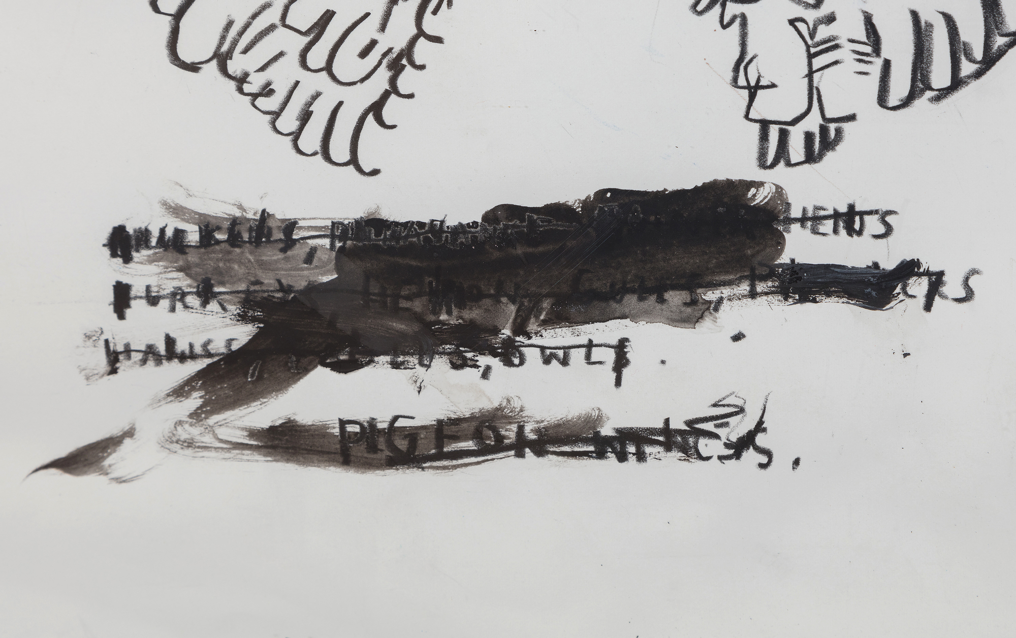 JEAN-MICHEL BASQUIAT - 《无题（鸽子解剖）》 - 油画、石墨和粉笔在纸上 - 22 x 30 英寸。
