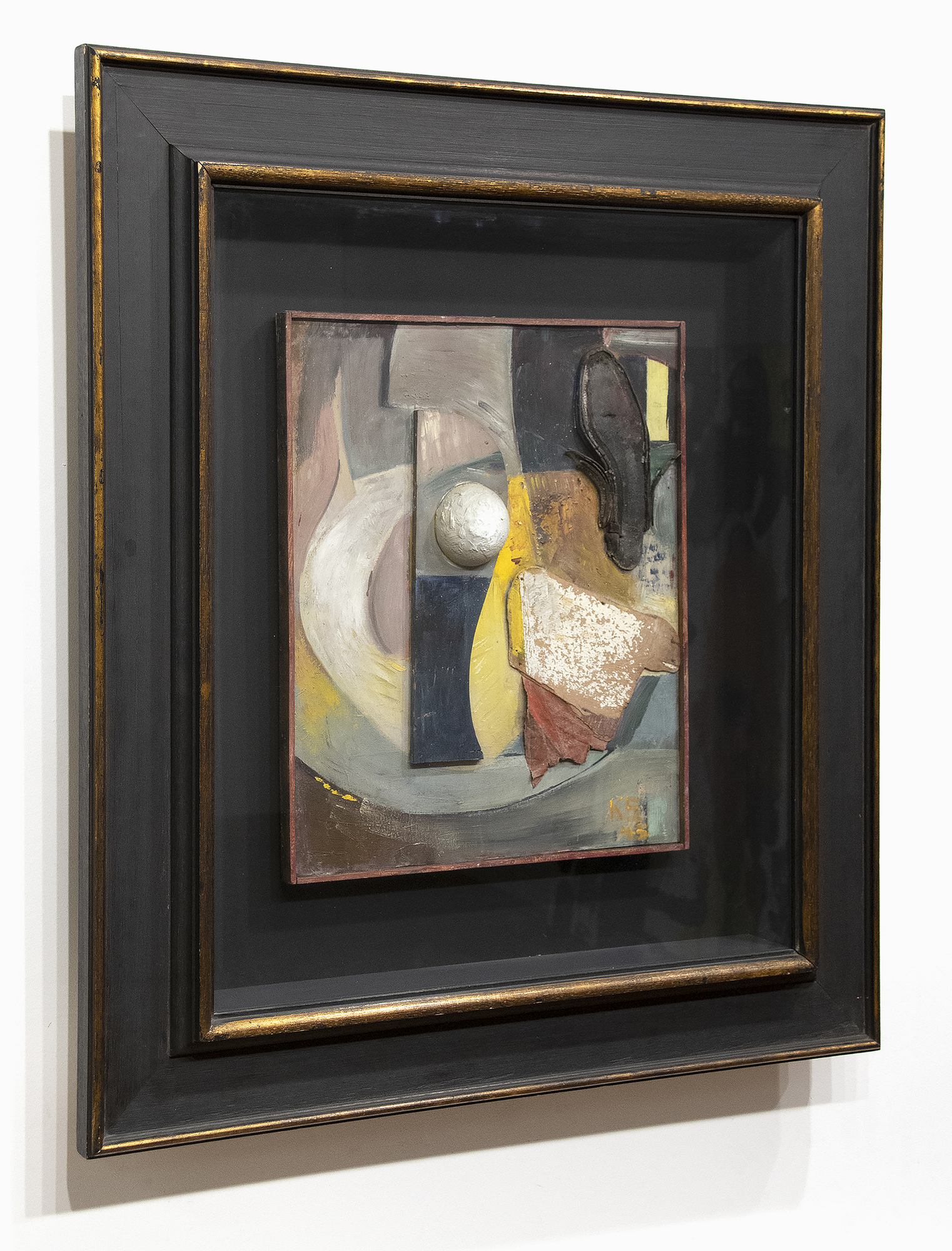 <div> <font face=Aptos size=3 color=black>Kurt Schwitters invented “<em>Merz”</em> in 1919, a term born from the fragmentation of the word "Kommerz" in one of his early collages. At a time of significant social, political, and artistic upheaval, Schwitters embraced modernist movements such as Dada, Expressionism, and Constructivism yet forged his path, developing <em>Merz</em> as his personal artistic approach. This idea of transformation, of elevating refuse into something meaningful, dominated his career and remained central to his creative practice until he died in 1948. <em>Merz</em> was not just a technique; it was a philosophy of creating art from the detritus of the everyday world, giving new meaning to objects independent of their original function.</font></div>
<br>
<br><div> </div>
<br>
<br><div><font face=Aptos size=3 color=black>Created in 1945 during his exile in England after fleeing Nazi persecution, “<em>Untitled, Merz Picture with Shoe Sole” </em>presents as an evocative example of his later <em>Merz</em> compositions. The work features a shoe sole as part of an assemblage whose topography includes two other raised elements: a textured scrap and a round white orb, creating an elevated terrain that brings physical depth to the piece. These elevated elements give the work a sculptural quality, blurring the line between painting and relief. At the same time, the layered textures and muted palette of slate and blue-gray, browns, and ochre underscore Schwitters' ability to draw beauty from what might otherwise be overlooked or discarded.</font></div>
<br>
<br><div> </div>
<br>
<br><div><font face=Aptos size=3 color=black>The everyday experience, represented by the shoe sole, finds its place in an abstract landscape, much as Schwitters sought to create a sense of order from the disordered fragments of the world around him. The muted colors and rough textures of the assemblage suggest both scarcity—reflecting the limited materials available during wartime—and resilience, as Schwitters continued his artistic practice in the face of adversity.</font></div>
<br>
<br><div> </div>
<br>
<br><div><font face=Aptos size=3 color=black>Through this assemblage, Schwitters reaffirms his belief in the transformative power of “<em>Merz”</em>: the ability to turn the discarded into something new, meaningful, and enduring. “<em>Untitled, Merz Picture with Shoe Sole”</em> is a testament to Schwitters' unyielding vision, where even the most ordinary objects can become art, elevated literally and conceptually.</font></div>