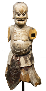 CHINESE - Daoist Wooden Figure - lacquered and painted wood - 47 x 20 x 19 in.