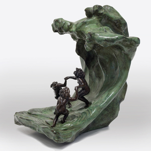 <div><font face=Calibri size=3 color=black>Camille Claudel's life story reflects an era when societal constraints often dimmed the brilliance of women; their genius was viewed as a threat to the male-dominated world. Most introductions to Claudel are steeped in misleading biographical details related to her as Rodin's assistant, mistress, or lover, associations that diminish her achievements as a first-rate sculptor whose work borrows little from Rodin in style or subject matter. Despite these challenges, Claudel's legacy has endured, celebrated through exhibitions, biographies, and films since her rediscovery in 1982. </font></div>
<br>
<br><div> </div>
<br>
<br><div><font face=Calibri size=3 color=black><em>“La Vague (The Wave),”</em> a remarkable sculpture of three women frolicking joyfully, embodies Claudel's passion for art and connection to nature. The women, their hair unruly like the sea, are depicted in a moment of freedom and abandon, yet the looming wave hints at the inevitable sorrow to come—a metaphor for Claudel's life, shadowed by fate. This piece, initially shown in plaster and later cast in bronze with an onyx marble wave, draws direct inspiration from Hokusai's <em>“The Great Wave,”</em> reflecting the Parisian fascination with Japanese art at the time. While <em>“La Vague”</em> showcases Claudel's technical mastery and the influence of Japanese aesthetics, it also poignantly symbolizes her acceptance of the overpowering forces of nature and the tragic course her life would ultimately take. This bronze, cast in 1997, is one of only two not held in a museum, further emphasizing the rarity of and reverence for Claudel's work.</font></div>