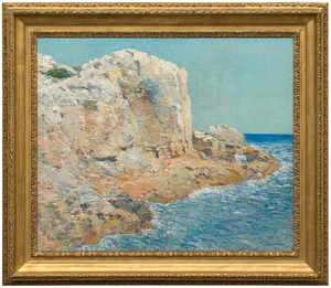 CHILDE HASSAM-The Isle of Shoals <div><font face=Lato size=3 color=black><em>The Isle of Shoals</em> reflects one of the most personal and sustained subjects in the career of Childe Hassam, remaining in the artists own collection for twenty years. Hassam first visited the Isles of Shoals in 1884, returning regularly until 1915, and the rugged beauty of this small island group off the Gulf of Maine became a central source of inspiration throughout his life. The shifting light, scattered wildflowers, and crystalline waters offered a constant supply of visual poetry, and the islands became the setting for many of his most luminous and celebrated landscapes and coastal scenes.</font></div>
<br>
<br><div> </div>
<br>
<br><div><font face=Lato size=3 color=black>Similar views of the Isles of Shoals now reside in the permanent collections of the Metropolitan Museum of Art, the National Gallery of Art, and the Dallas Museum of Art, underscoring the importance of the subject within Hassam’s oeuvre. The significance of this body of work was further affirmed in 2016 when the Peabody Essex Museum organized a major exhibition devoted entirely to his Shoals paintings.</font></div>
<br>
<br><div> </div>
<br>
<br><div><font face=Lato size=3 color=black>In <em>The Isle of Shoals</em>, Hassam captures the clear northern light and the quiet splendor of the rocky coast, presenting a scene that reflects both the serenity of the islands and the artists deep connection to them.</font></div>
