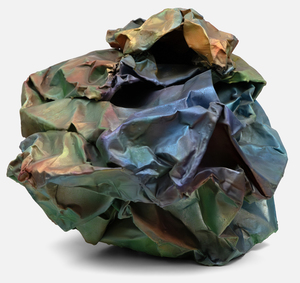 JOHN CHAMBERLAIN - ASARABACA - industrial weight aluminum foil with acrylic lacquer and polyester resin - 20 x 23 x 22 in.